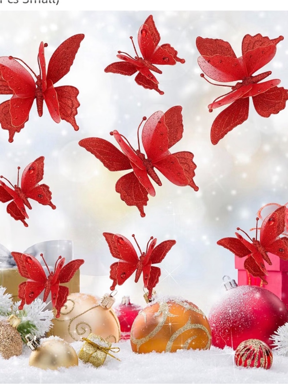 Christmas Tree Butterfly Ornaments 3D Glitter
